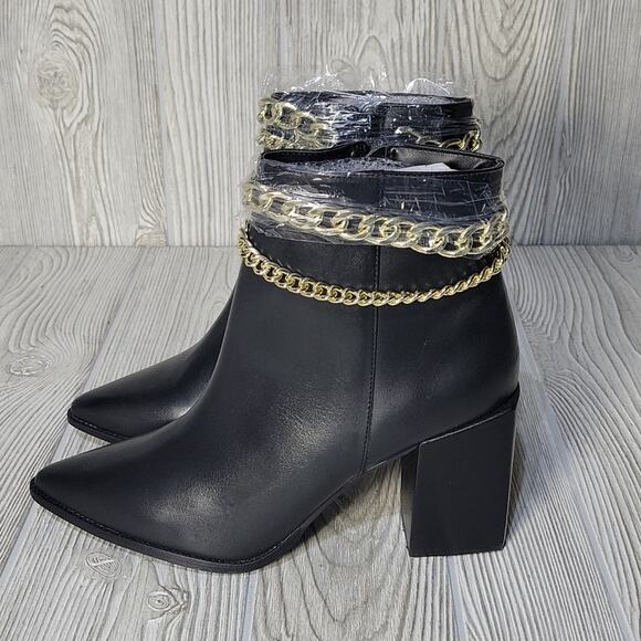 Steve Madden Perlina Black Leather Chain Ankle Boots NWT NIB, Size 9 - Picture 5 of 15